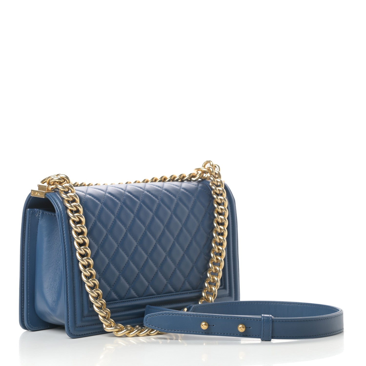 Chanel Lambskin Quilted Medium Boy Flap Blue 2 of 15