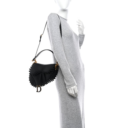 Christian Dior Calfskin Pom Pom Saddle Bag Black 2 of 10