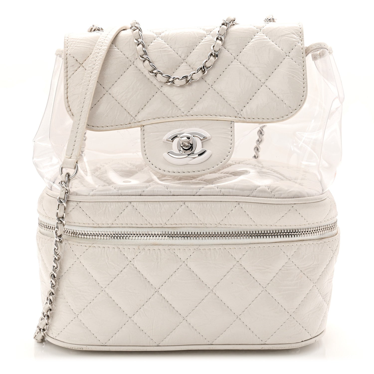 Chanel Crumpled Calfskin PVC Quilted Flap White 1 of 13