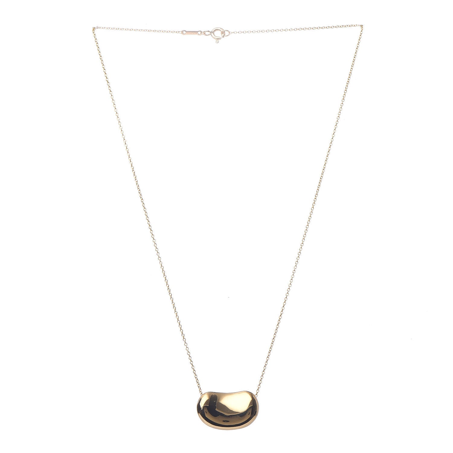 Tiffany 18K Yellow Gold 20mm Elsa Peretti Bean Pendant Necklace 3 of 7