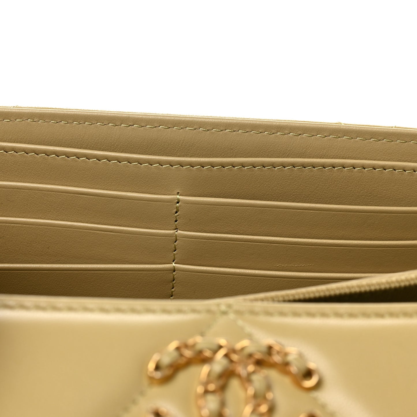 Lambskin Quilted Chanel 19 Flap Wallet Beige