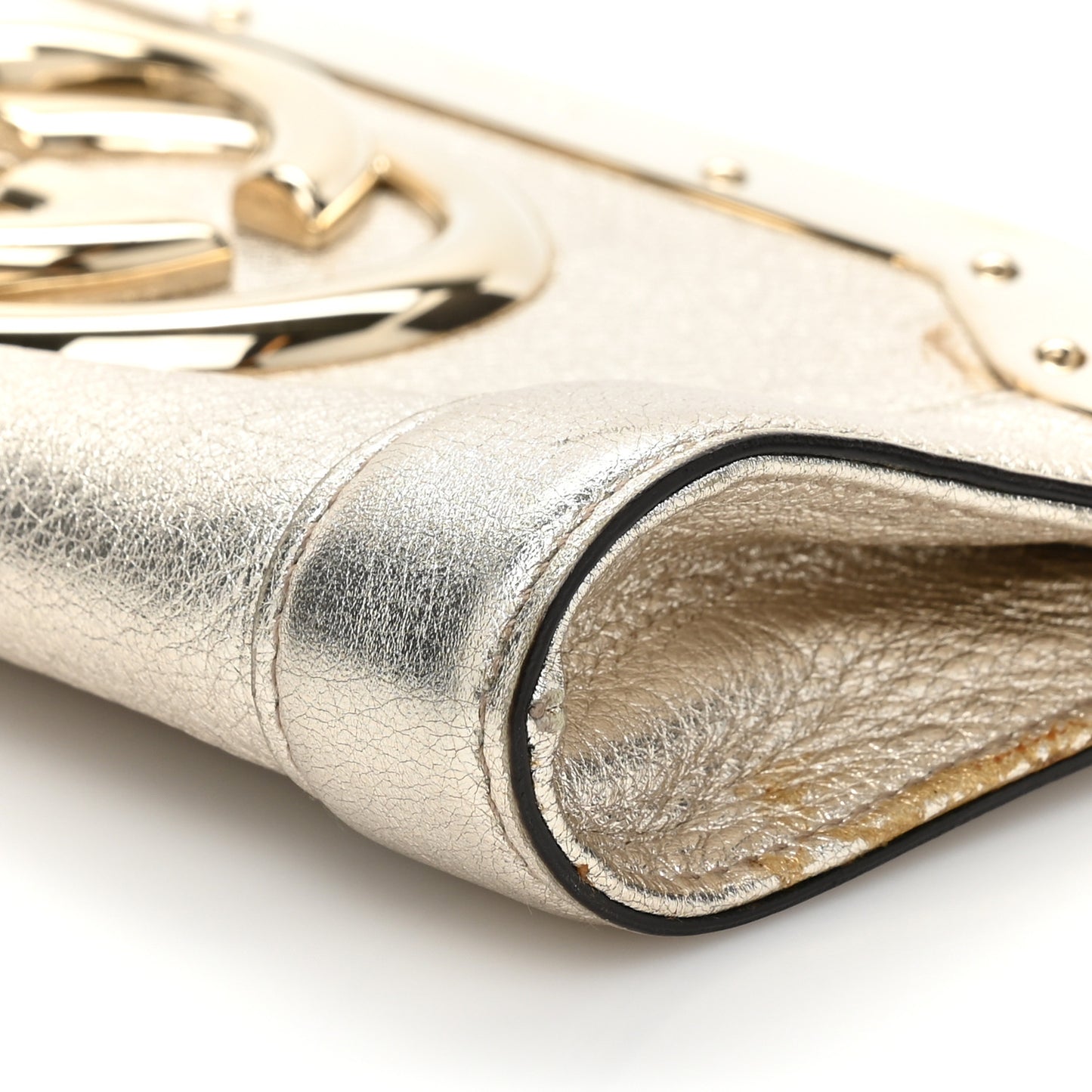 Metallic Calfskin Britt Clutch Gold