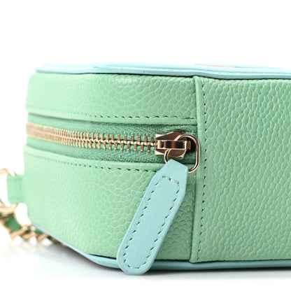 Chanel Caviar Quilted Filigree Vanity Clutch With Chain Pink Light Blue Green 9 of 10