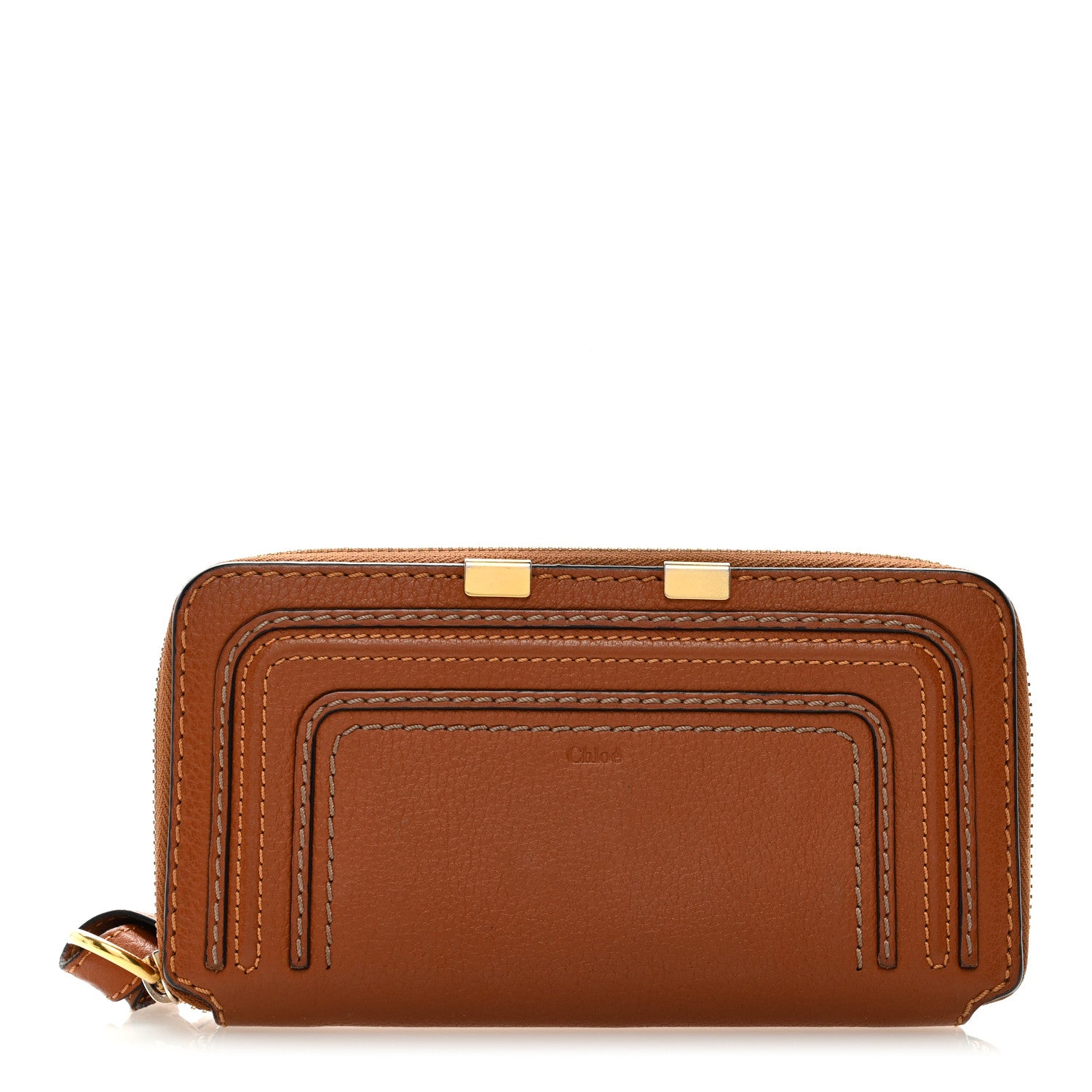 Chloe Grained Calfskin Marcie Long Zip Around Wallet Tan 1 of 7