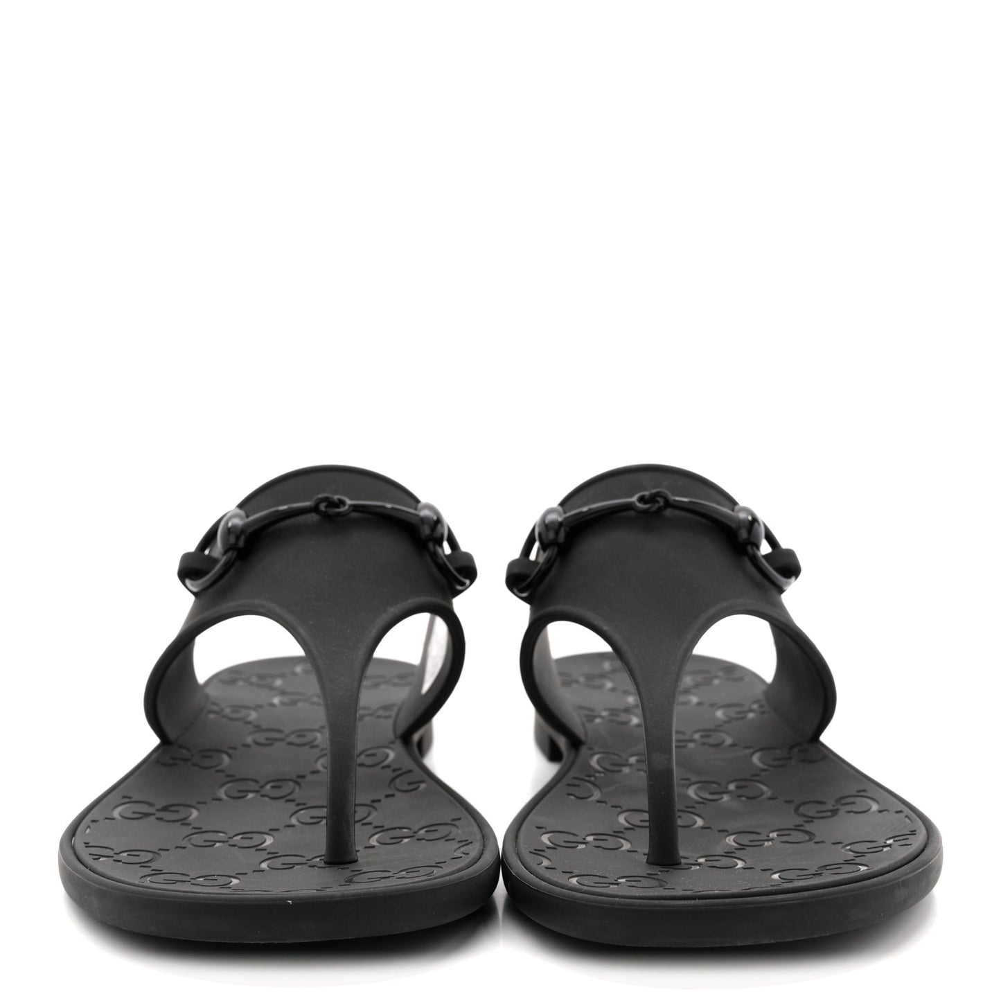 Rubber Womens Horsebit Thong Sandals 38 Black