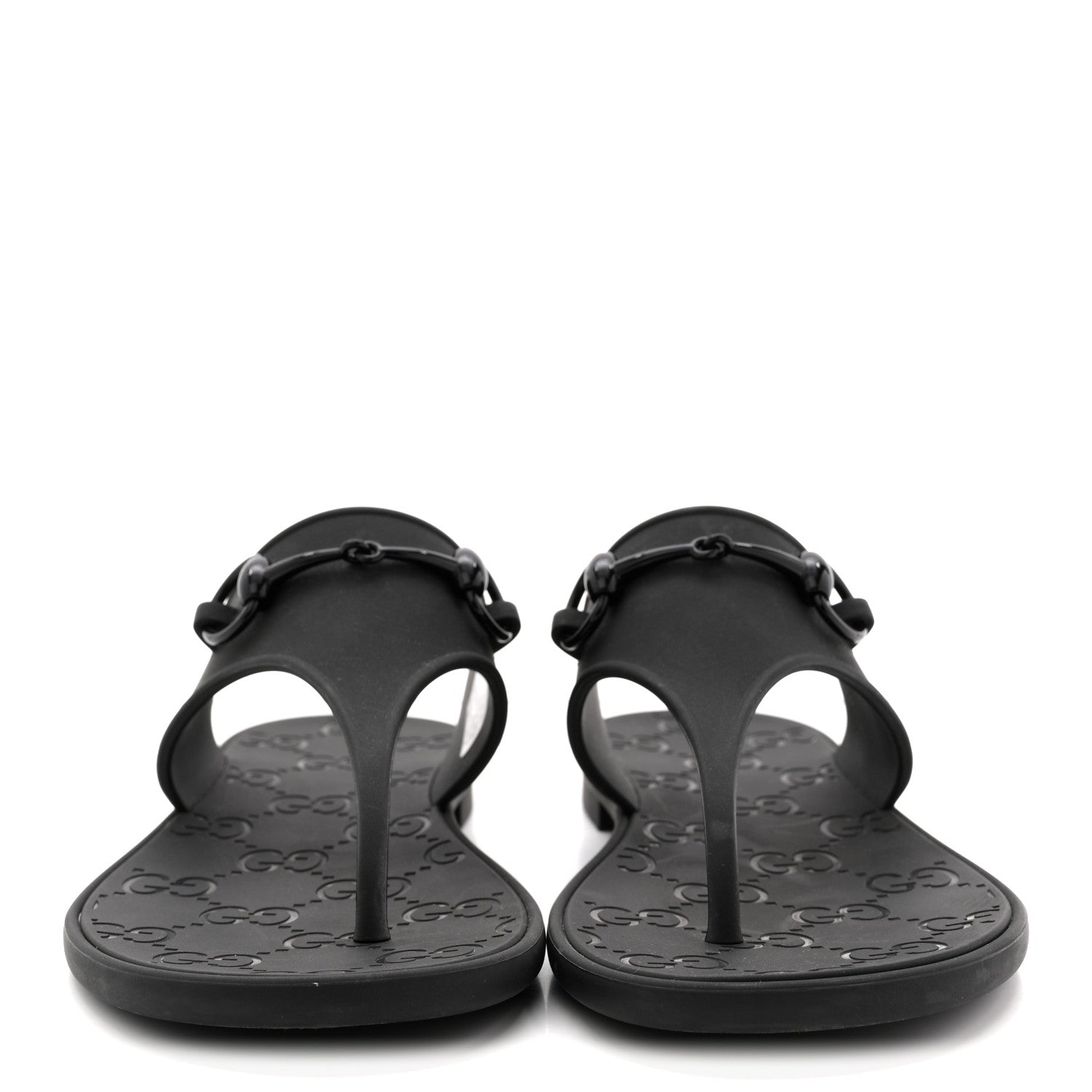 Gucci Rubber Womens Horsebit Thong Sandals 38 Black 3 of 9
