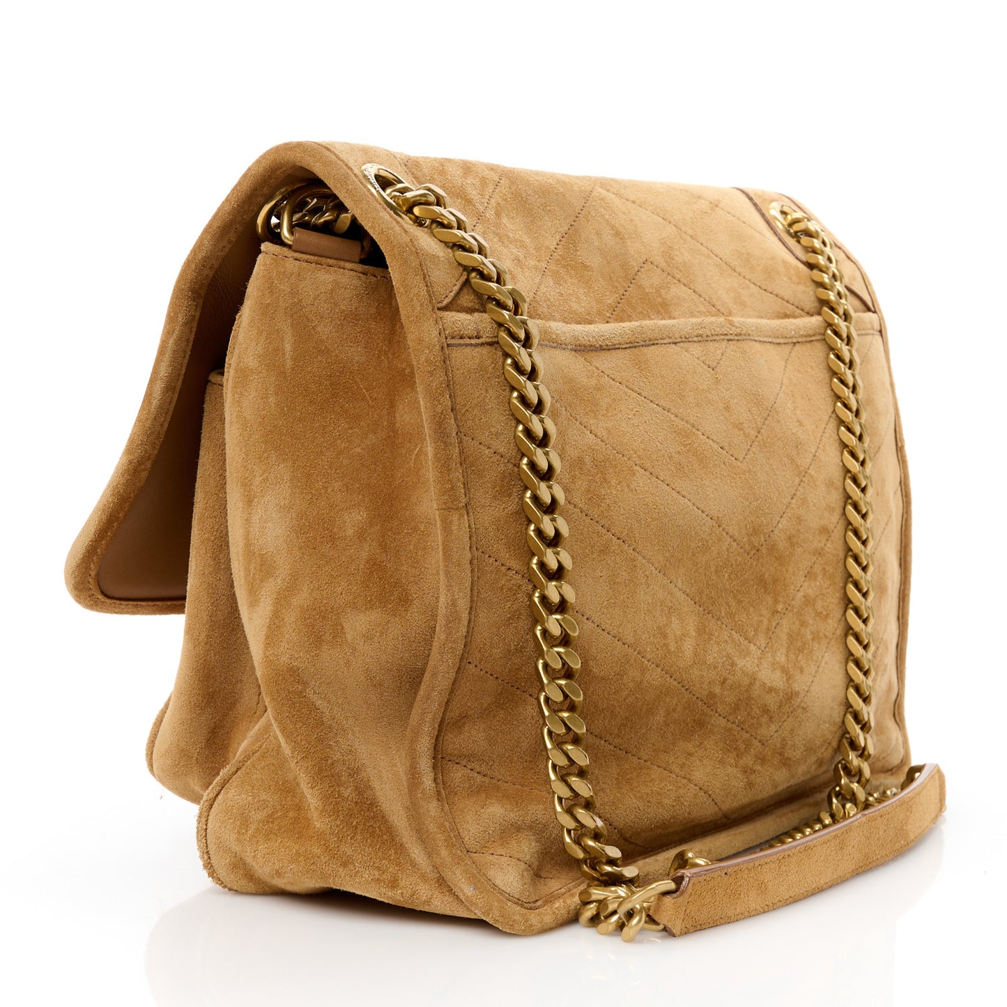Suede Monogram Medium Niki Chain Satchel Cinnamon Cinnamon