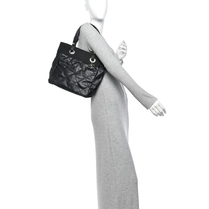 Chanel Coated Canvas Quilted Small Paris Biarritz Tote Black 2 of 10