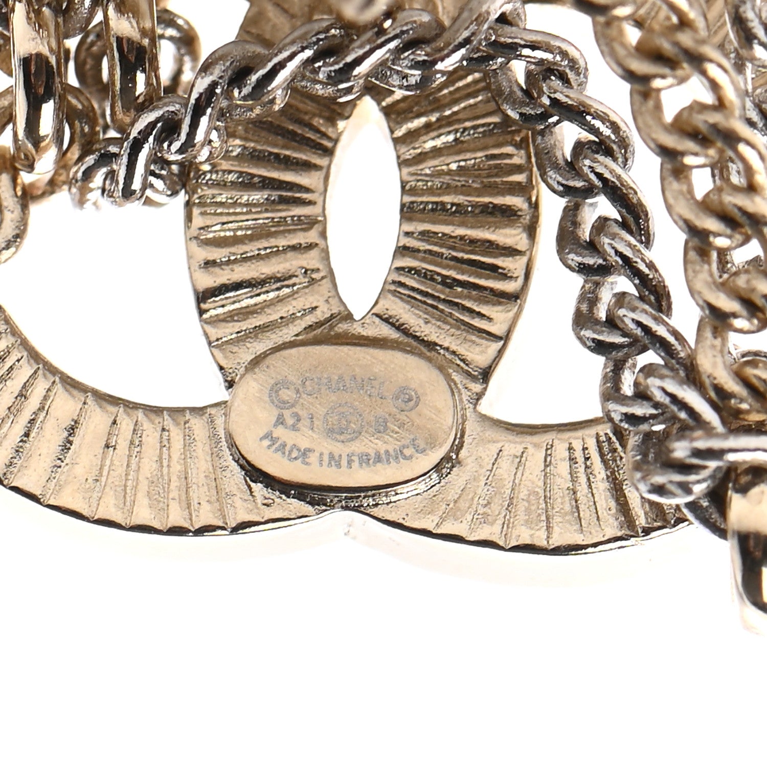Chanel Crystal Chain CC Earrings Gold 4 of 4
