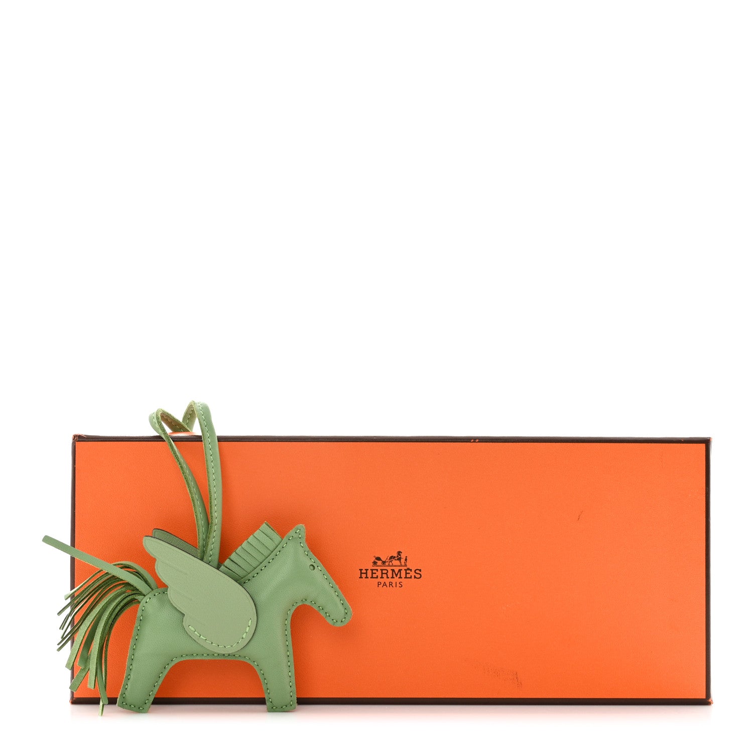 Hermes Milo Lambskin Grigri Rodeo Pegase Horse Bag Charm PM Vert Criquet 6 of 6