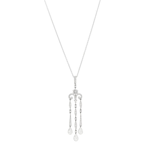 Platinum Diamond Legacy Pear Drop Pendant Necklace