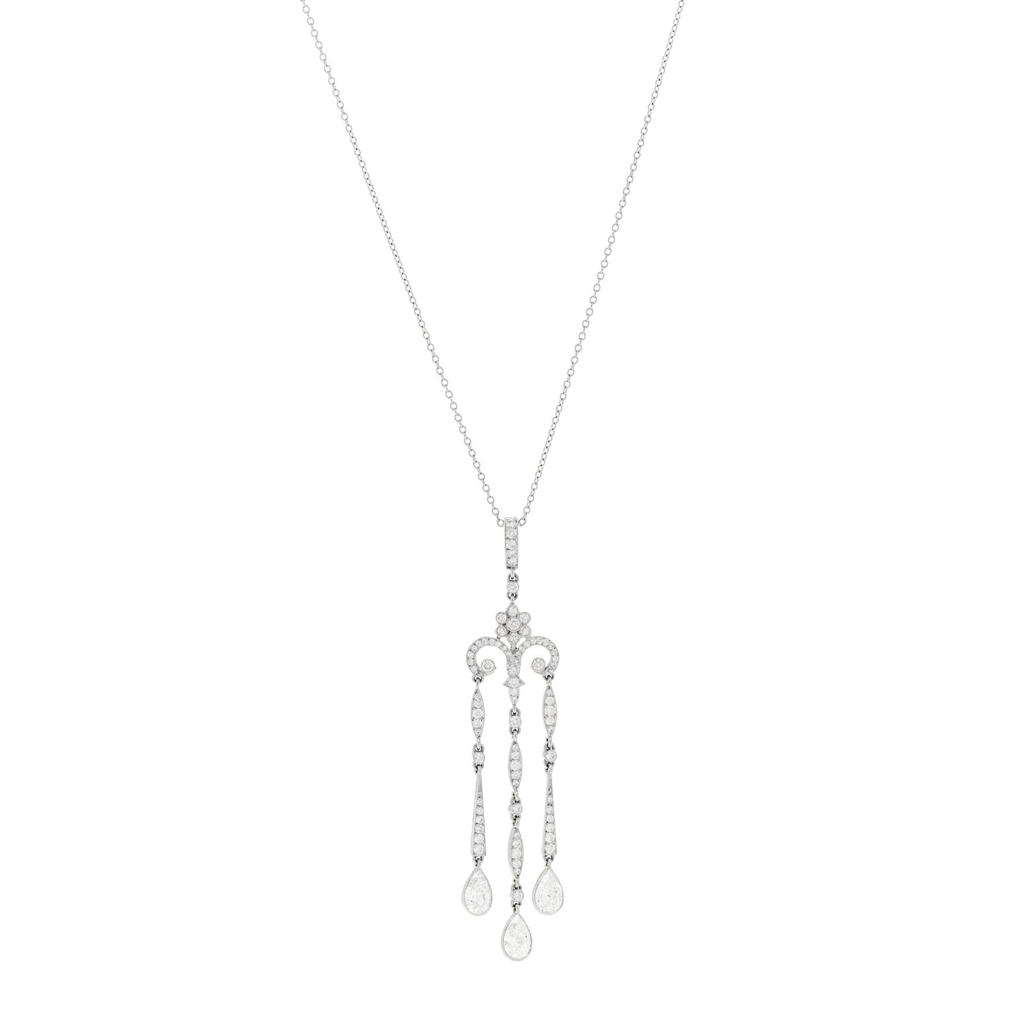 Platinum Diamond Legacy Pear Drop Pendant Necklace