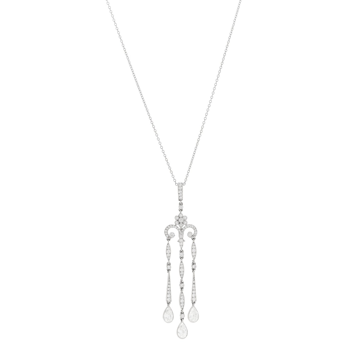 Tiffany Platinum Diamond Legacy Pear Drop Pendant Necklace 1 of 7
