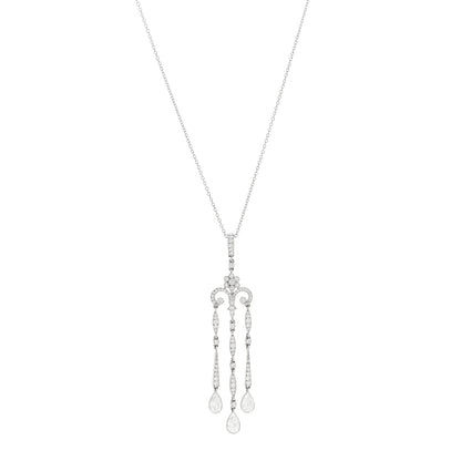 Tiffany Platinum Diamond Legacy Pear Drop Pendant Necklace 1 of 7