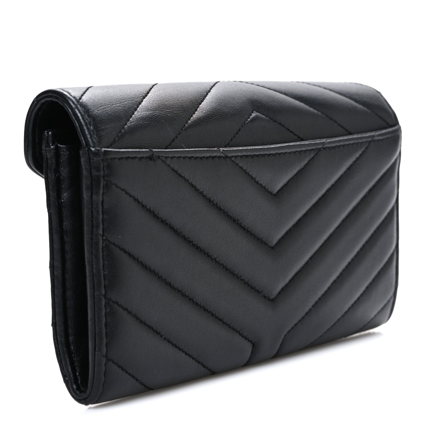 Saint Laurent Lambskin Y Quilted Monogram Large Loulou Flap Wallet Black 3 of 7