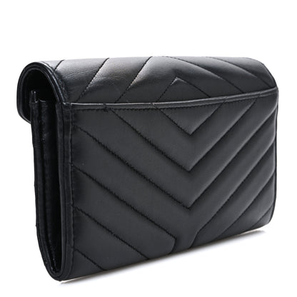 Saint Laurent Lambskin Y Quilted Monogram Large Loulou Flap Wallet Black 3 of 7