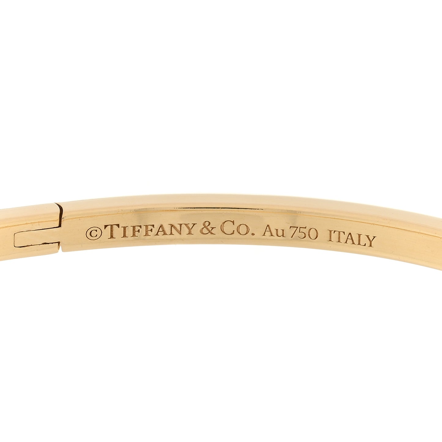 18K Yellow Gold Narrow T T1 Hinged Bangle Bracelet