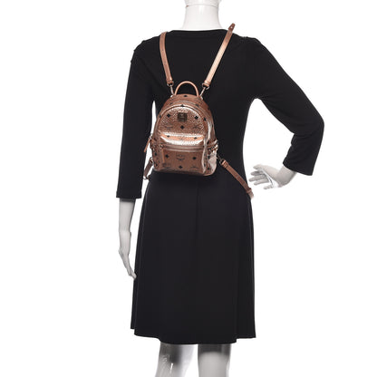 MCM Metallic Visetos Studded X-Mini Bebe Boo Backpack Champagne Gold 2 of 10
