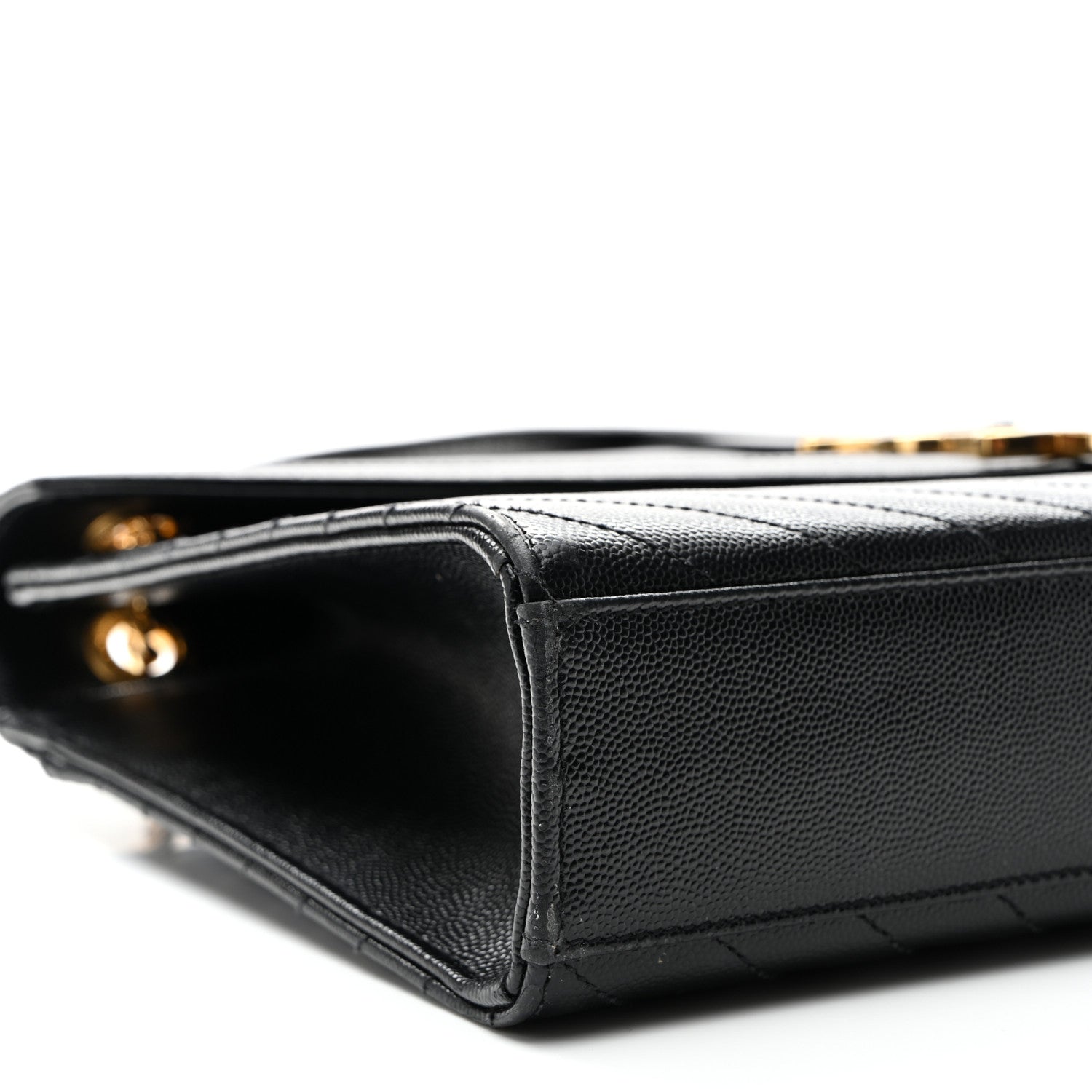 Saint Laurent Grain De Poudre Matelasse Chevron Large Monogram Satchel Black 8 of 9