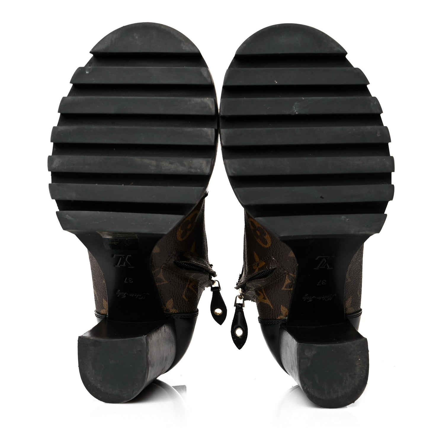 Patent Calfskin Monogram Star Trail Ankle Boots 37 Black