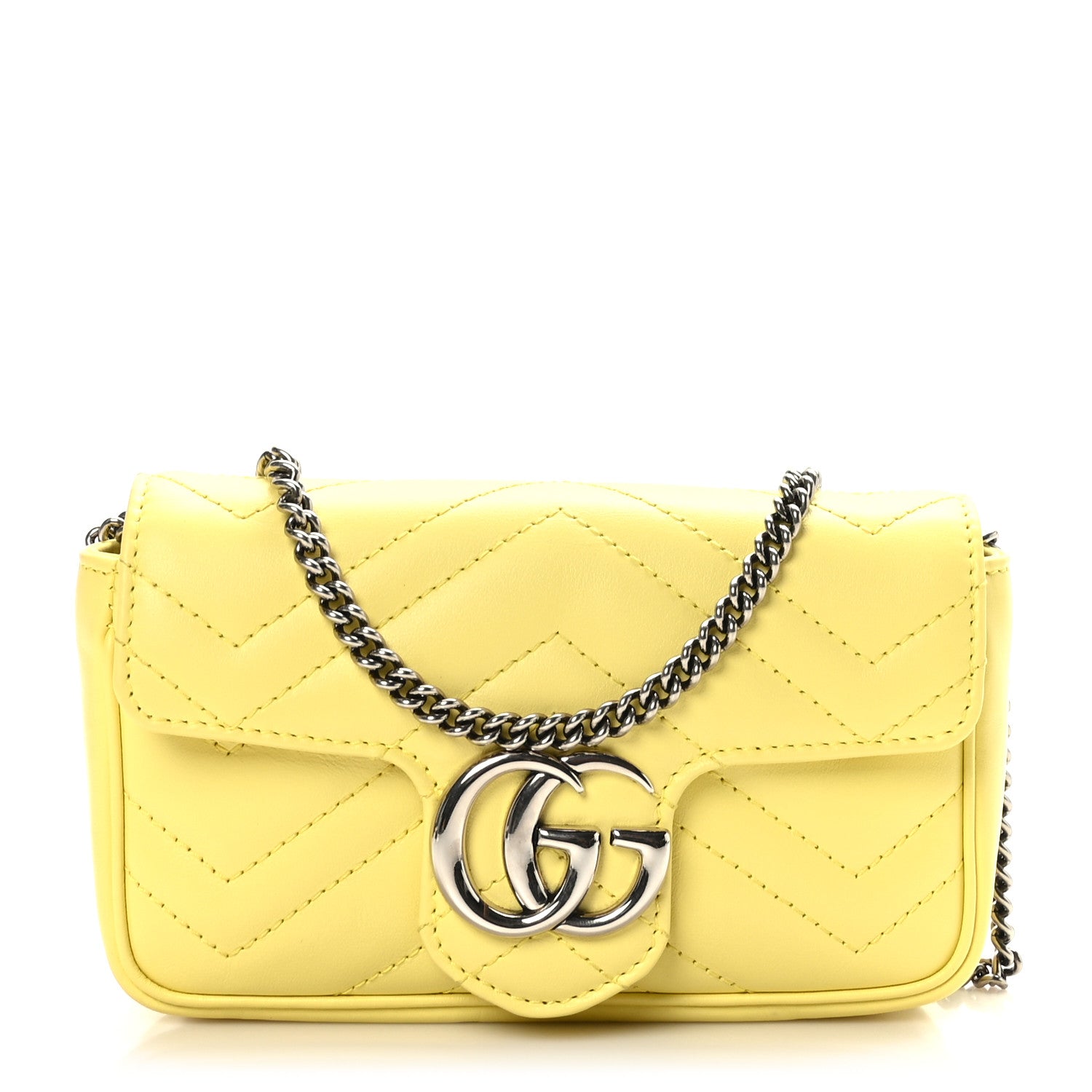 Gucci Calfskin Matelasse Super Mini GG Marmont Shoulder Bag Banana 1 of 9
