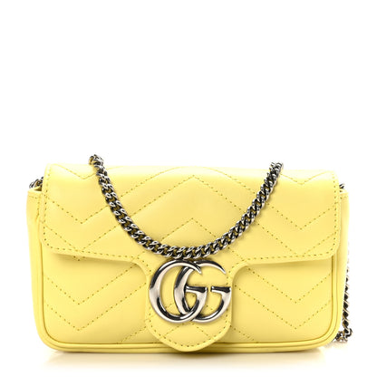 Gucci Calfskin Matelasse Super Mini GG Marmont Shoulder Bag Banana 1 of 9