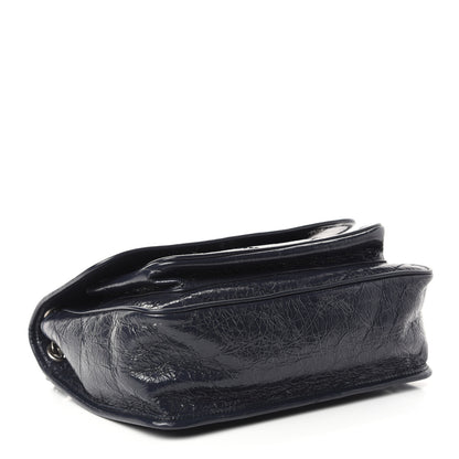 Saint Laurent Crinkled Calfskin Matelasse Monogram Medium Niki Chain Satchel Deep Marine 4 of 9