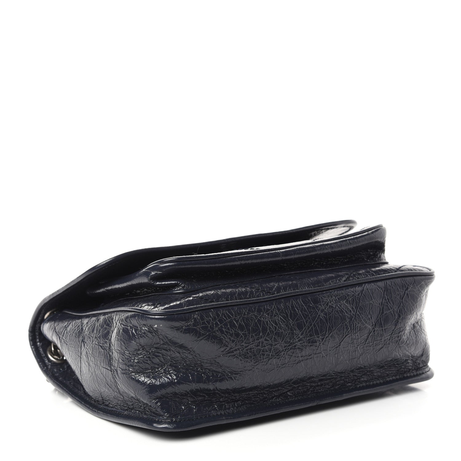 Saint Laurent Crinkled Calfskin Matelasse Monogram Medium Niki Chain Satchel Deep Marine 4 of 9
