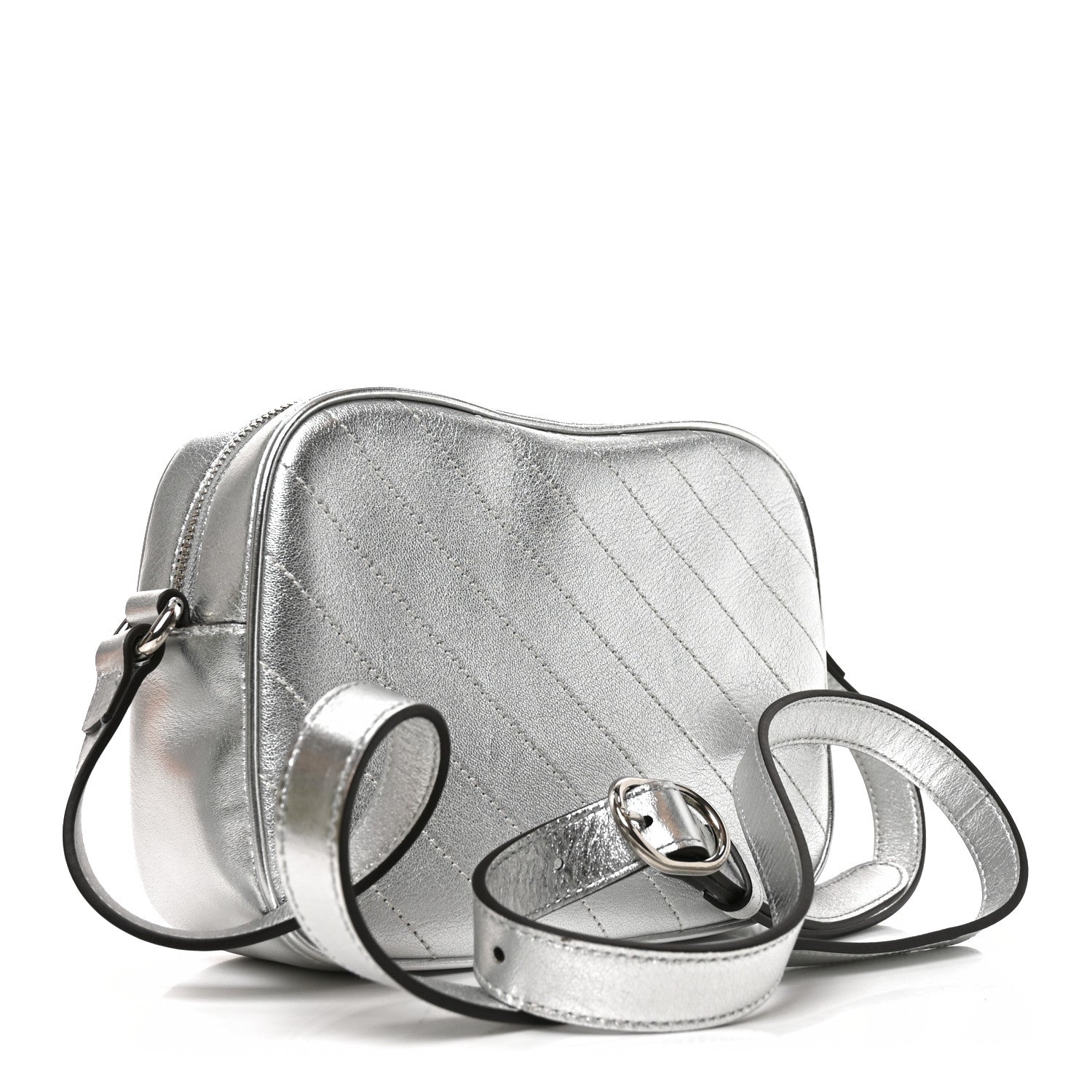Gucci Metallic Sakai Be Green Calfskin Diagonal Stitched Small Blondie Shoulder Bag Silver 3 of 11