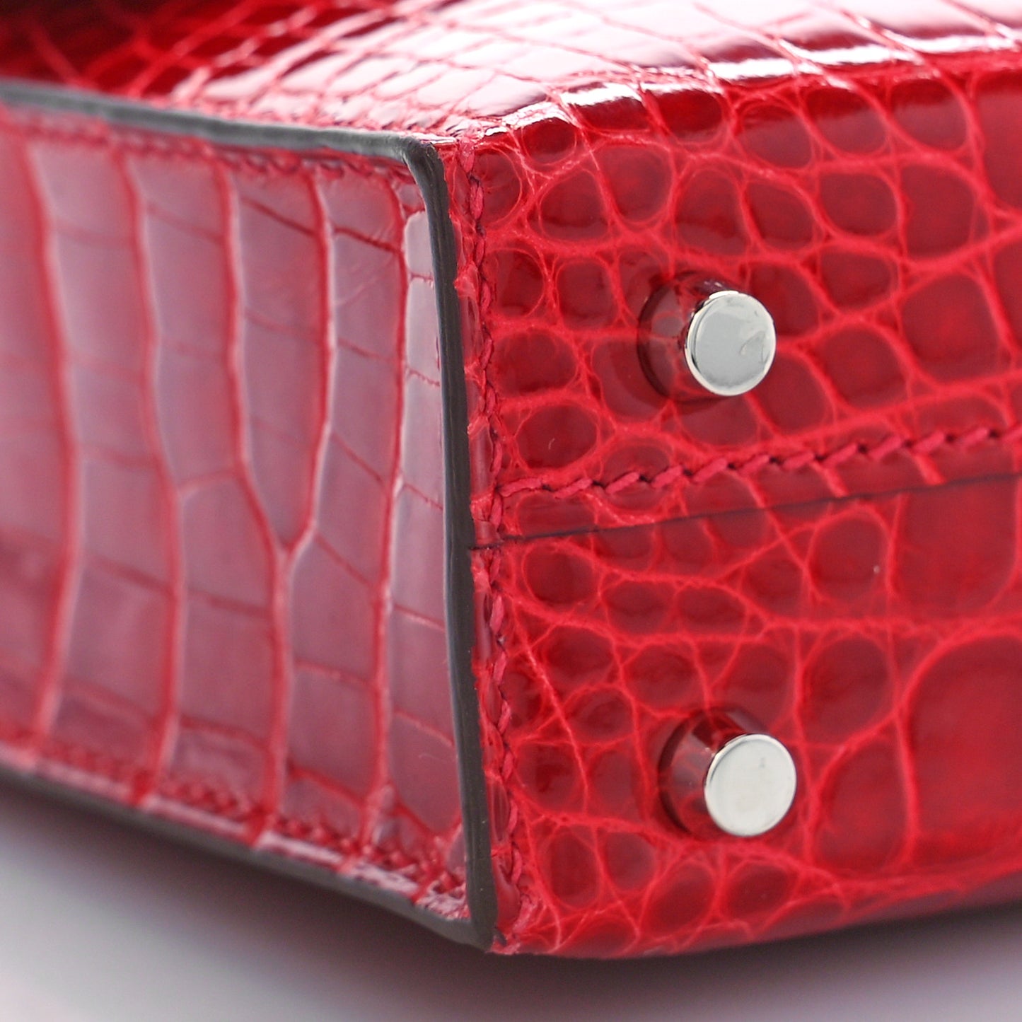 Shiny Alligator Mini Verrou Chaine Bag Braise