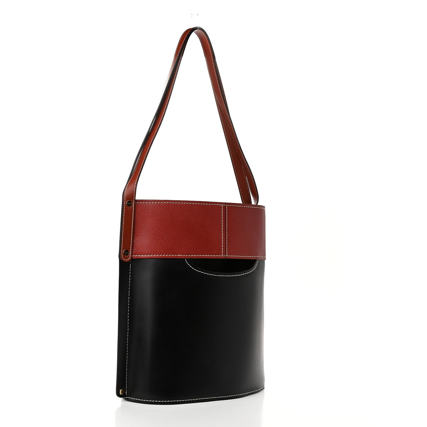 Chloe Shiny Calfskin Goatskin Medium Aby Bi-Color Bucket Bag Black 3 of 10