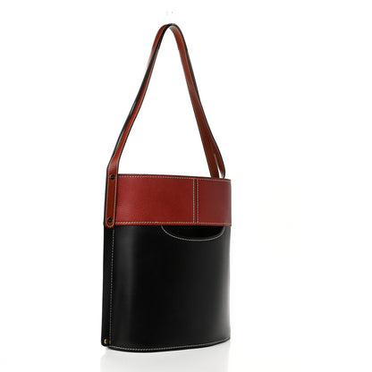 Chloe Shiny Calfskin Goatskin Medium Aby Bi-Color Bucket Bag Black 3 of 10