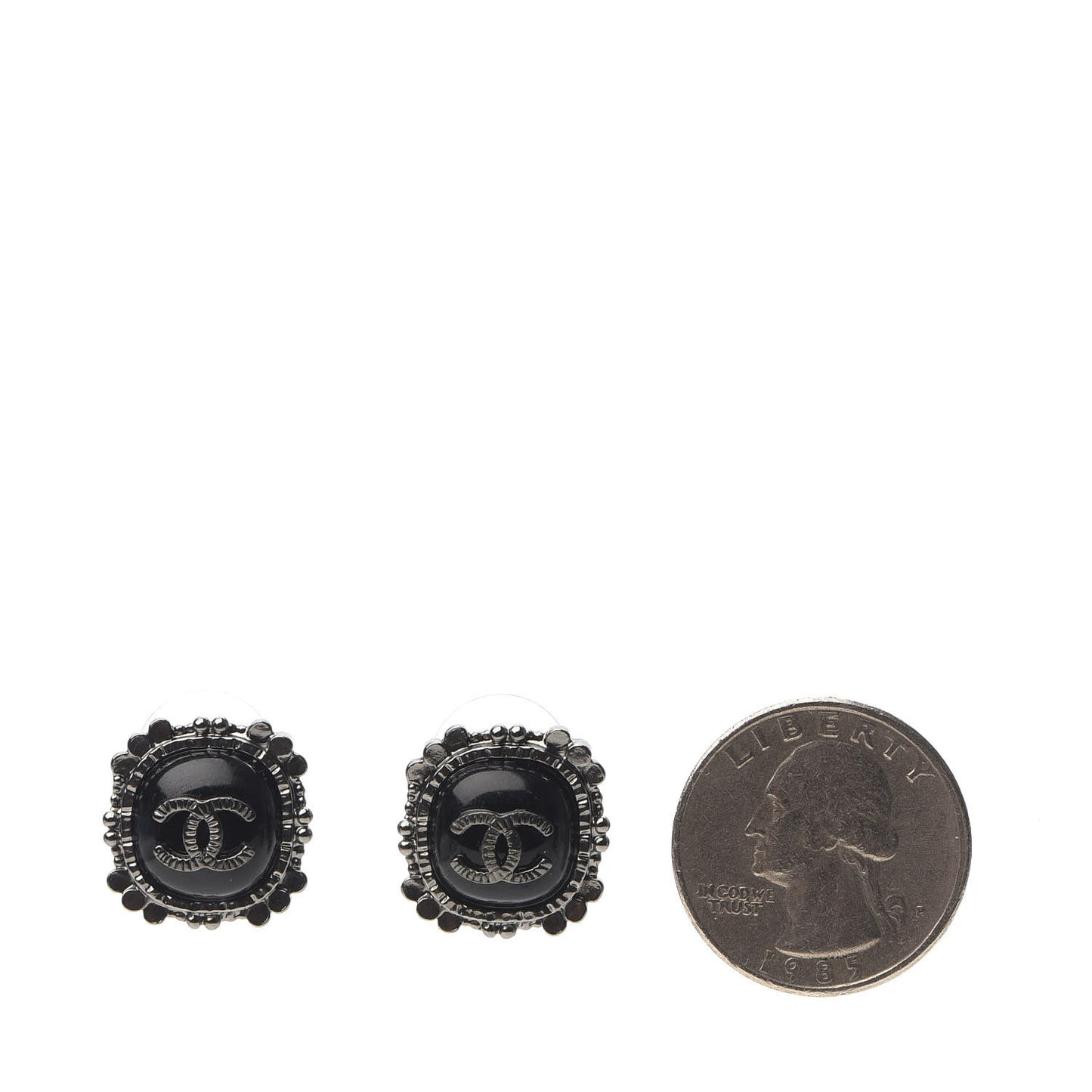 Ruthenium Enamel CC Earrings Black