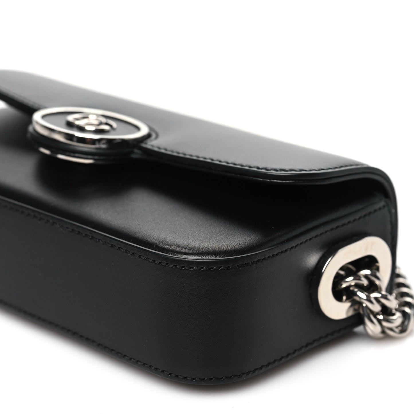 Senna Calfskin Petite GG Top Handle Shoulder Bag Black