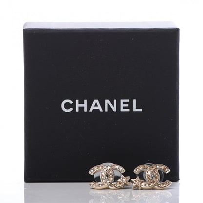 Chanel Crystal CC Starfall Earrings Gold 5 of 5