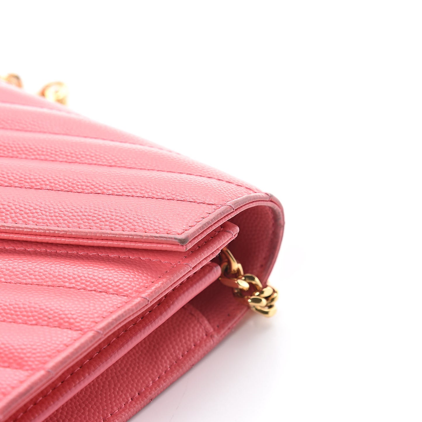 Grain De Poudre Matelasse Chevron Monogram Chain Wallet Rose Clair