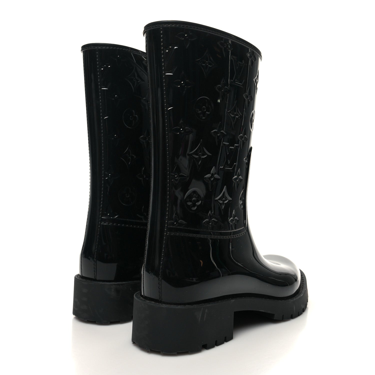 Louis Vuitton Rubber Embossed Monogram Splash Rain Short Boots 40 Black 4 of 9