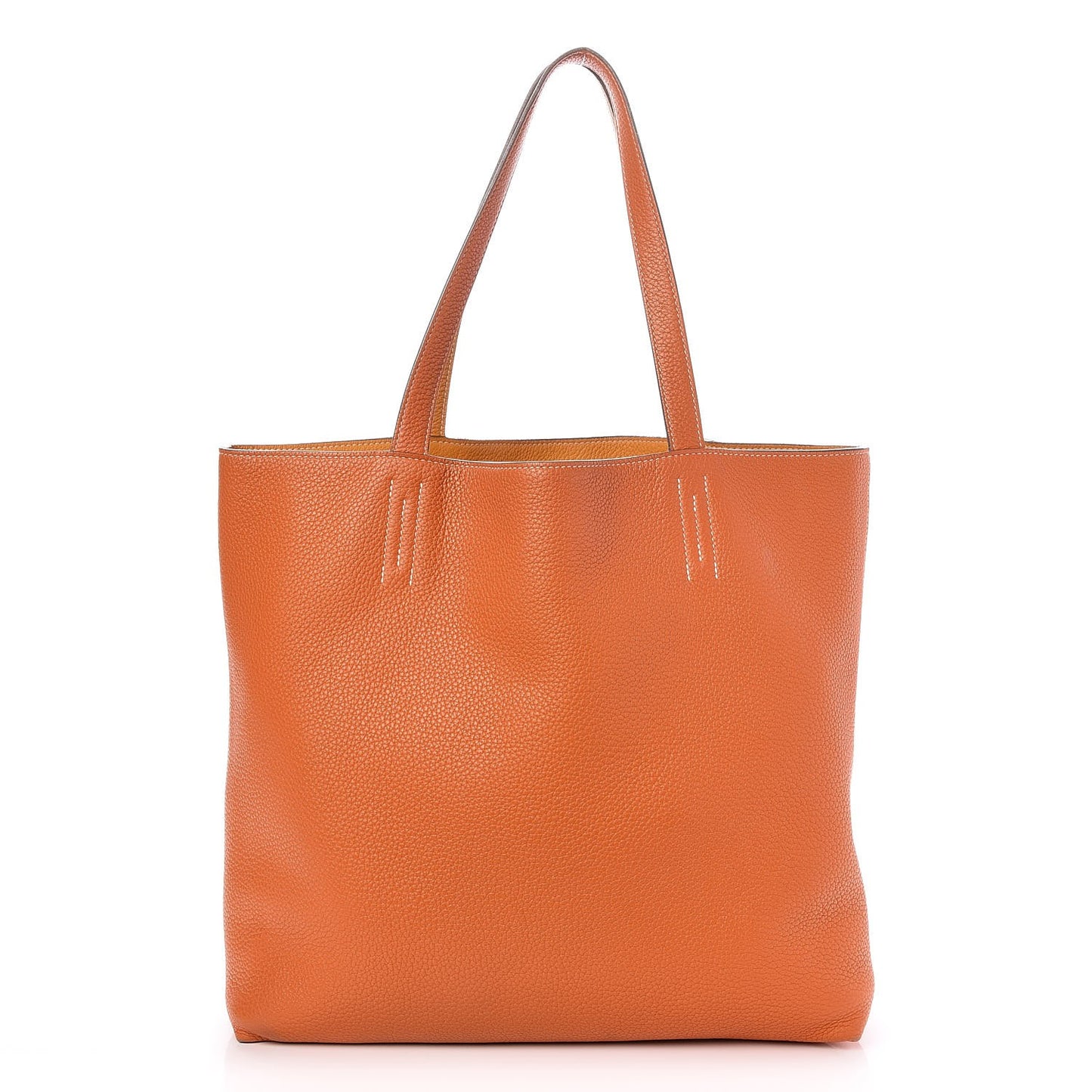 Taurillon Clemence Double Sens 36 Reversible Tote Orange Curry
