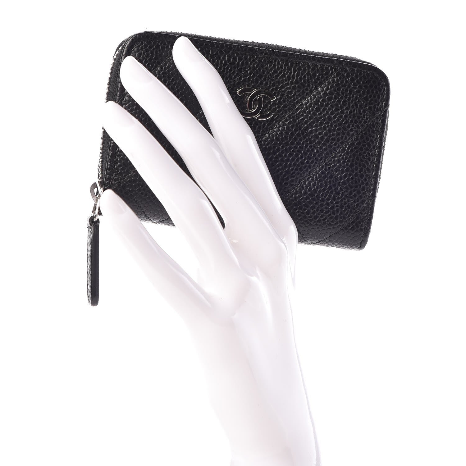 Chanel Caviar Quilted Zip Coin Purse Black 2 of 7