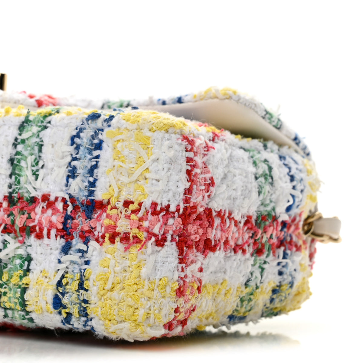 Chanel Tweed Quilted Mini Rectangular Flap White Red Yellow Blue Green 10 of 12