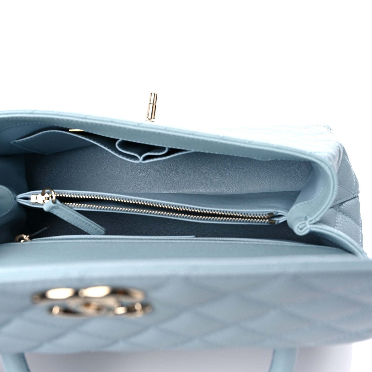 Chanel Caviar Quilted Small Coco Handle Flap Light Blue 4 of 10