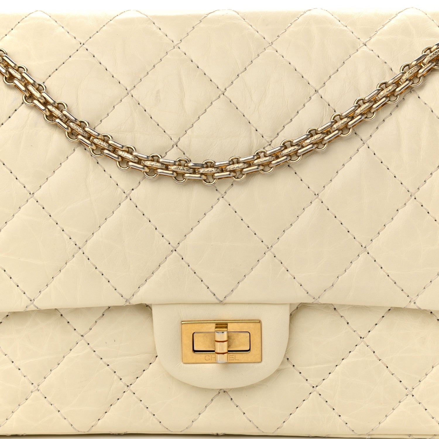 Chanel Aged Calfskin Quilted 2.55 Reissue 226 Flap Ivory 7 of 10