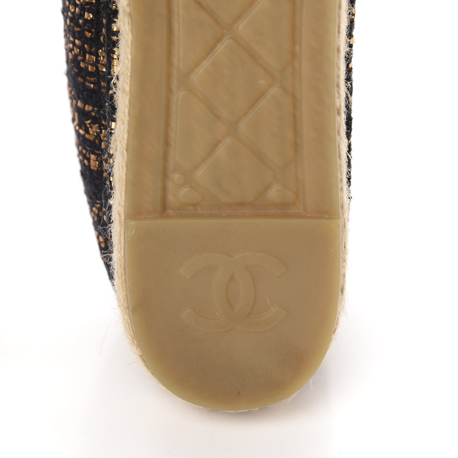 Chanel Metallic Tweed Grosgrain CC Espadrilles 40 Black Gold 10 of 12