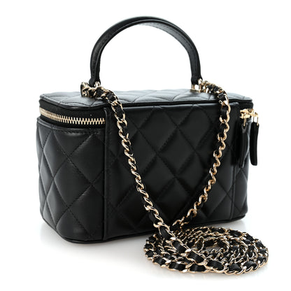 Chanel Lambskin Quilted Small Top Handle Vanity Case With Chain Black 3 of 10