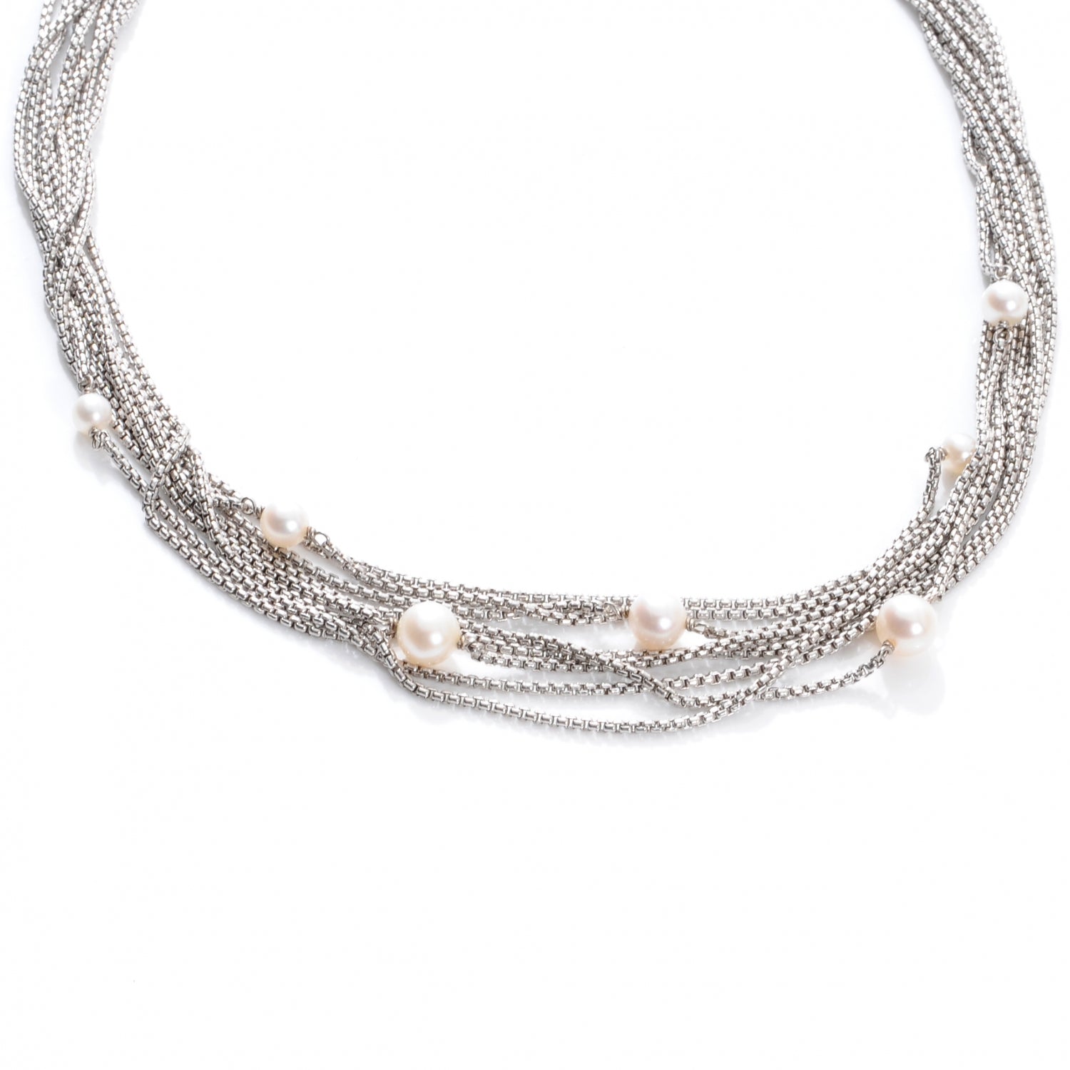 David Yurman Sterling Silver Pearl Multi Chain Necklace 1 of 5