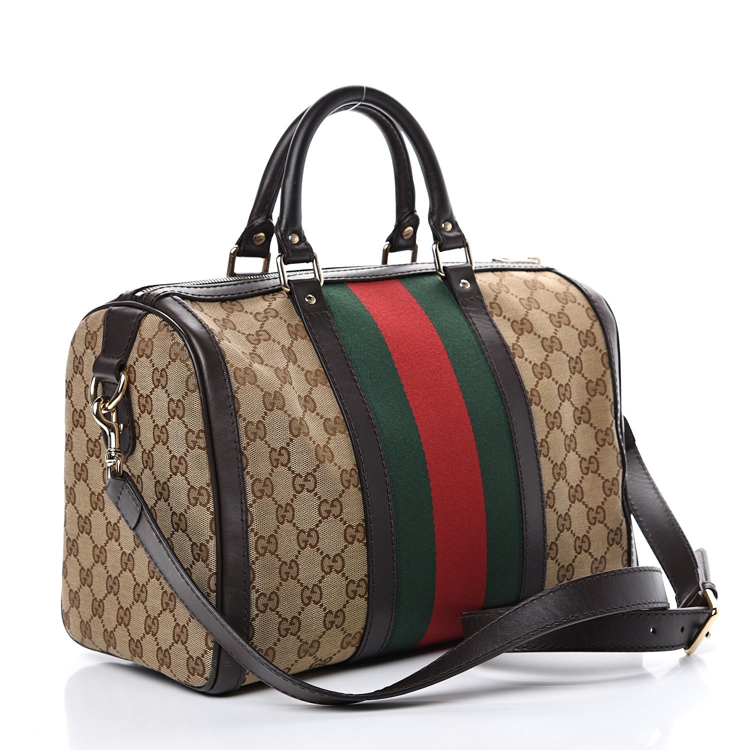 Gucci Monogram Vintage Web Medium Boston Dark Brown 2 of 21