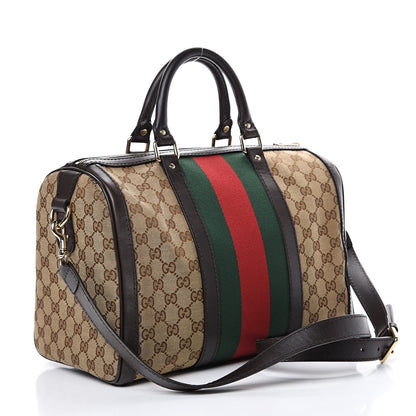 Gucci Monogram Vintage Web Medium Boston Dark Brown 2 of 21