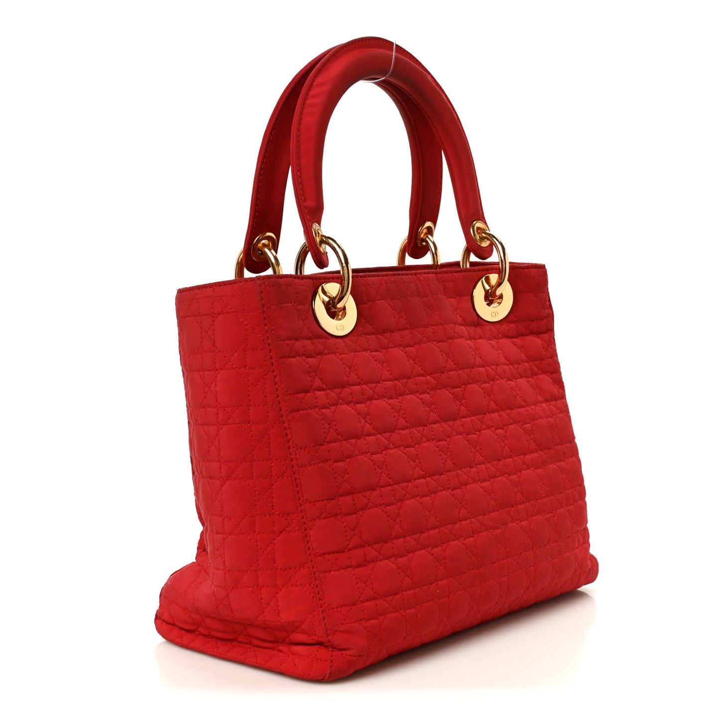 Nylon Cannage Medium Lady Dior Red