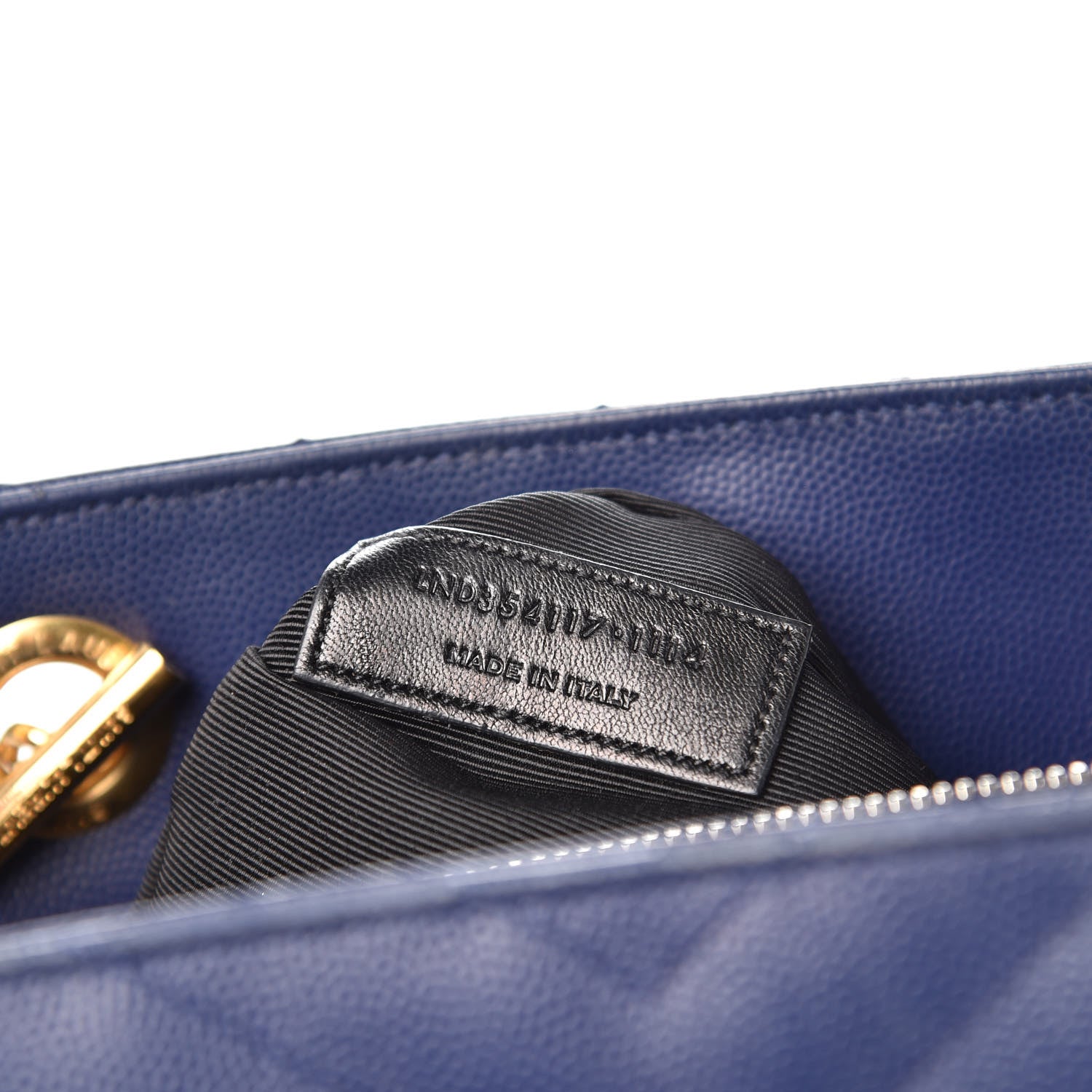 Saint Laurent Grain De Poudre Matelasse Chevron Monogram Shopping Bag Deep Marine 7 of 19