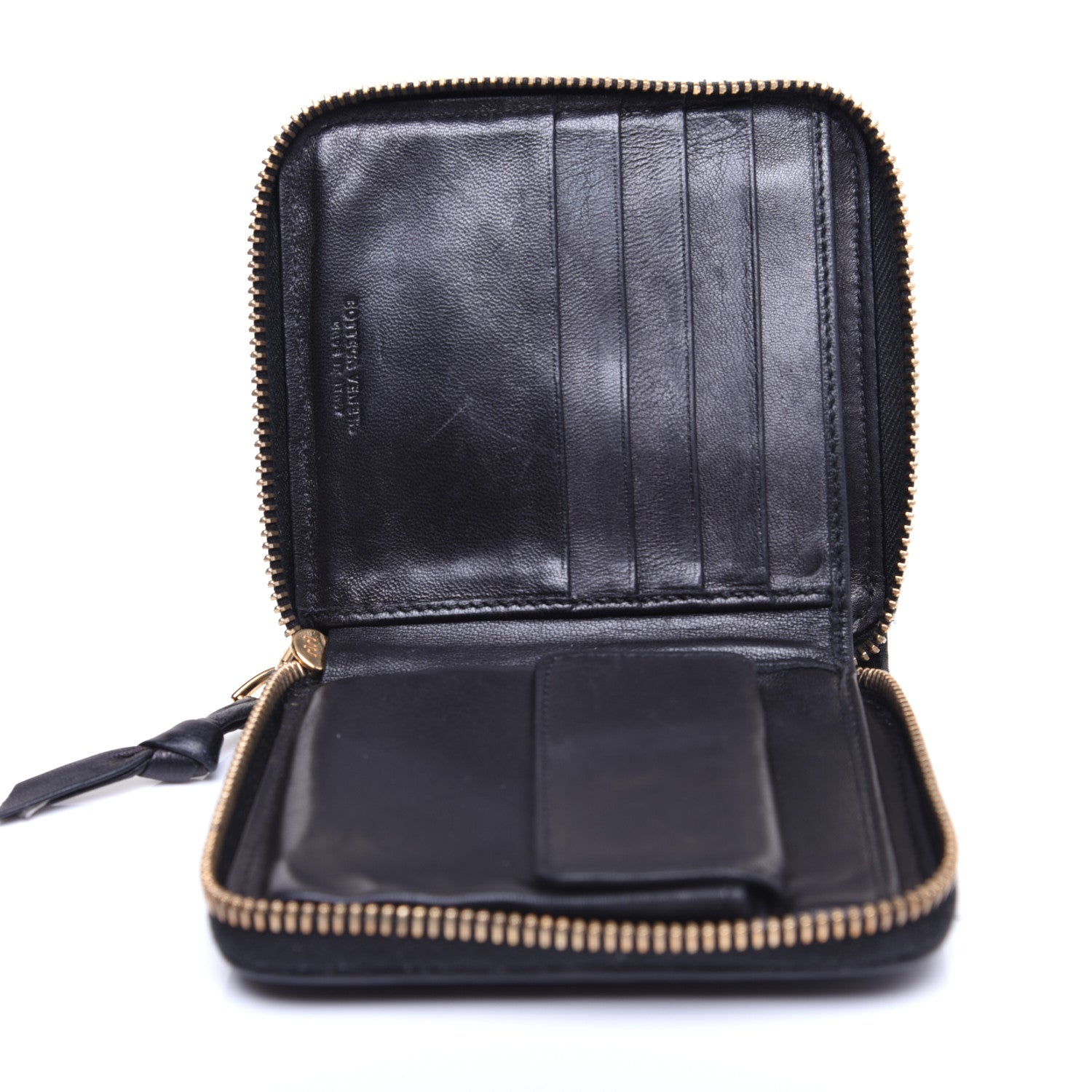 Bottega Veneta Nappa Intrecciato Zip Around Compact Wallet Black 9 of 12